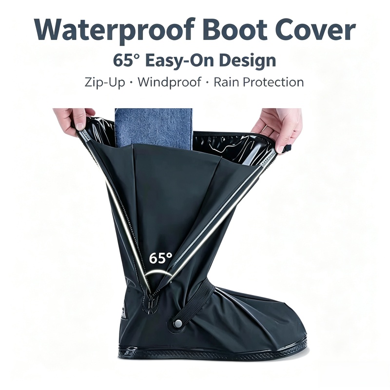 Cycling Shoes For Commute - Reflective High‑Ankle Rain Boot Covers, Waterproof